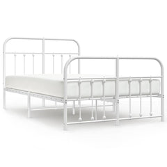 vidaXL Metal Bed Frame without Mattress with Footboard White 120x200cm 2