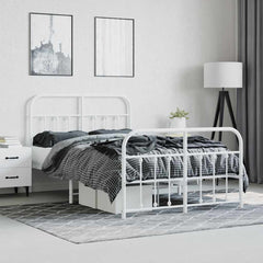 vidaXL Metal Bed Frame without Mattress with Footboard White 120x200cm 4