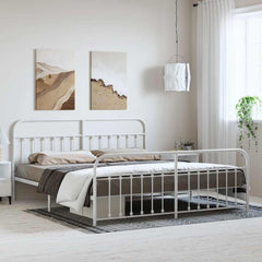 vidaXL Metal Bed Frame without Mattress with Footboard With headboard & footboard White