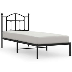 vidaXL Metal Bed Frame without Mattress with Headboard Black 90x190cm 2