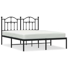 vidaXL Metal Bed Frame without Mattress with Headboard Black 140x190cm 2