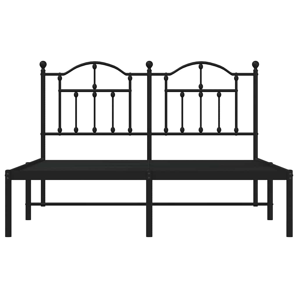 vidaXL Metal Bed Frame without Mattress with Headboard Black 140x190cm 5