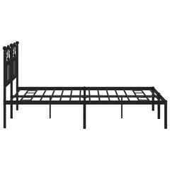vidaXL Metal Bed Frame without Mattress with Headboard Black 140x190cm 6