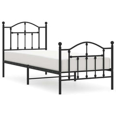 vidaXL Metal Bed Frame without Mattress with Footboard Black 90x200cm 2