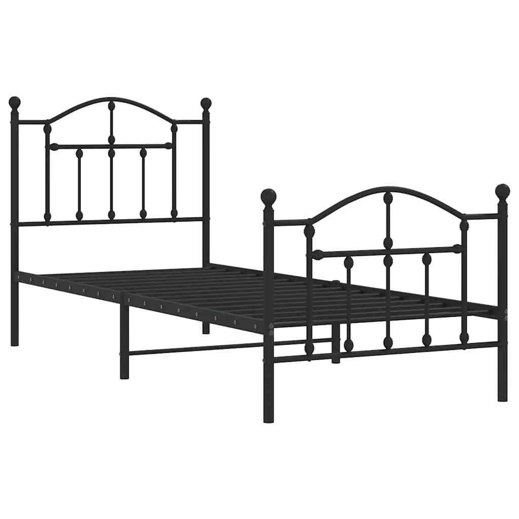 Metal Bed Frame without Mattress with Footboard with Headboard & Footboard Black 90 cm 200 cm