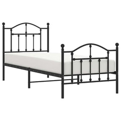 vidaXL Metal Bed Frame without Mattress with Footboard Black 90x200cm 4
