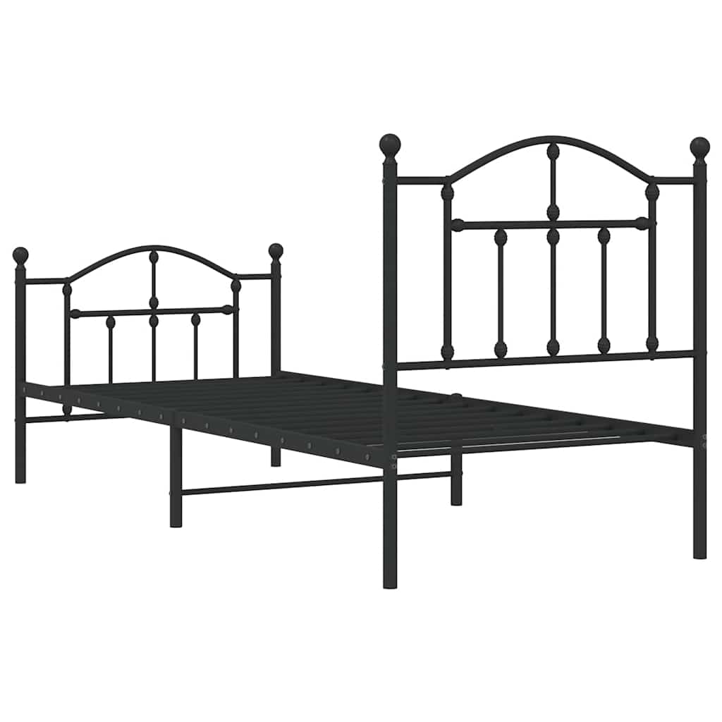 Metal Bed Frame without Mattress with Footboard with Headboard & Footboard Black 90 cm 200 cm