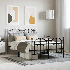 Metal Bed Frame without Mattress with Footboard with Headboard & Footboard Black 120 cm 200 cm