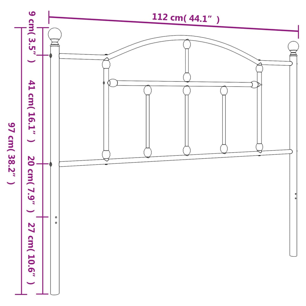 Metal Replace Headboard Black 107 cm
