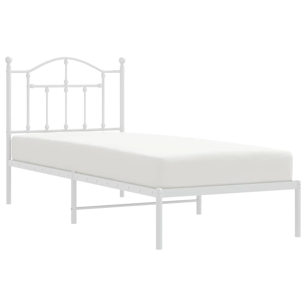 vidaXL Metal Bed Frame without Mattress with Headboard White 90x190cm 4