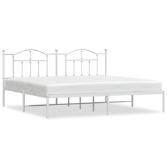 vidaXL Metal Bed Frame without Mattress with Headboard White 193x203cm 2