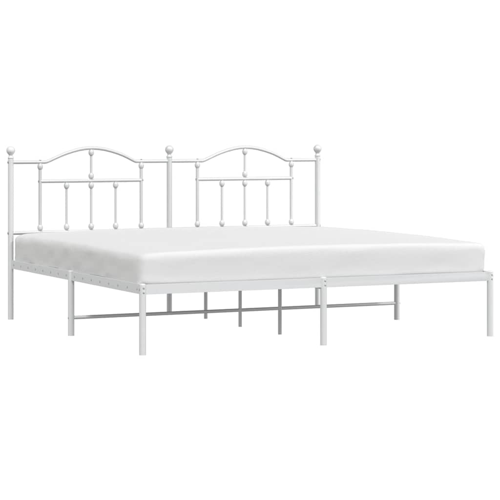 vidaXL Metal Bed Frame without Mattress with Headboard White 193x203cm 5