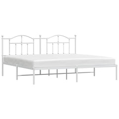 vidaXL Metal Bed Frame without Mattress with Headboard White 193x203cm 5