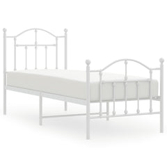 Metal Bed Frame without Mattress with Footboard with Headboard & Footboard White 75 cm 190 cm