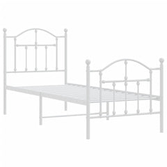 Metal Bed Frame without Mattress with Footboard with Headboard & Footboard White 75 cm 190 cm