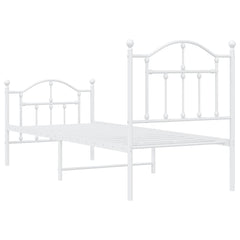 Metal Bed Frame without Mattress with Footboard with Headboard & Footboard White 75 cm 190 cm