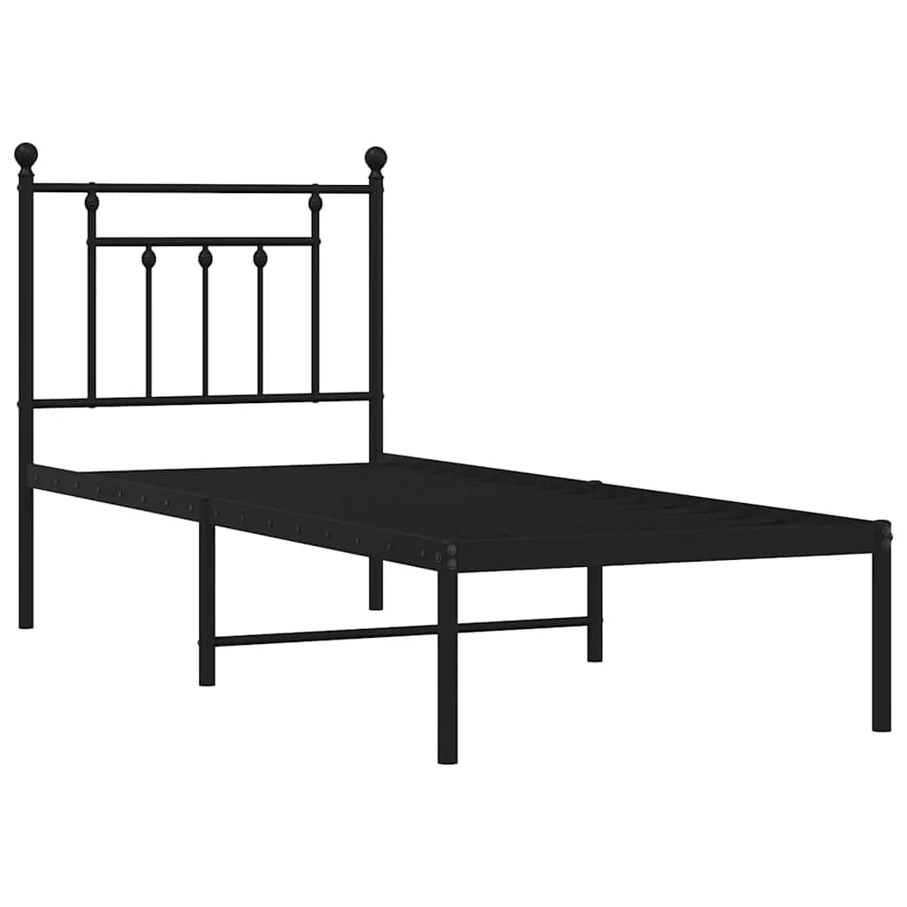 vidaXL Metal Bed Frame without Mattress with Headboard Black 75x190cm 4