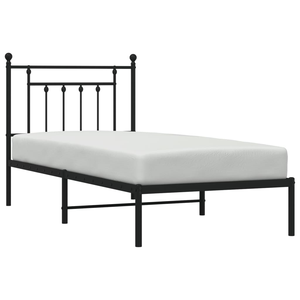 vidaXL Metal Bed Frame without Mattress with Headboard Black 90x190cm 5