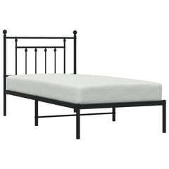 vidaXL Metal Bed Frame without Mattress with Headboard Black 90x190cm 5