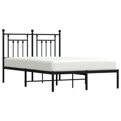 vidaXL Metal Bed Frame without Mattress with Headboard Black 120x190cm 5