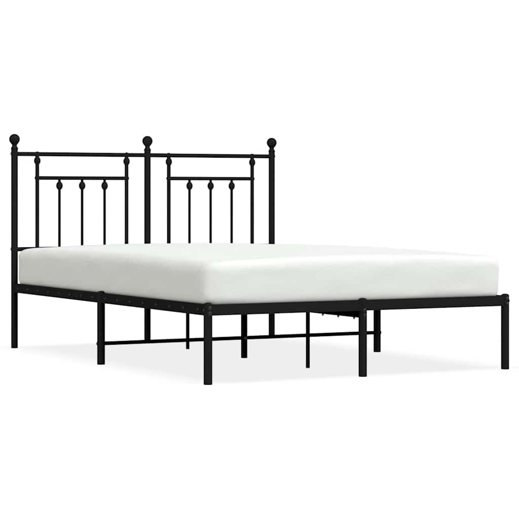 vidaXL Metal Bed Frame without Mattress with Headboard Black 140x190cm 2