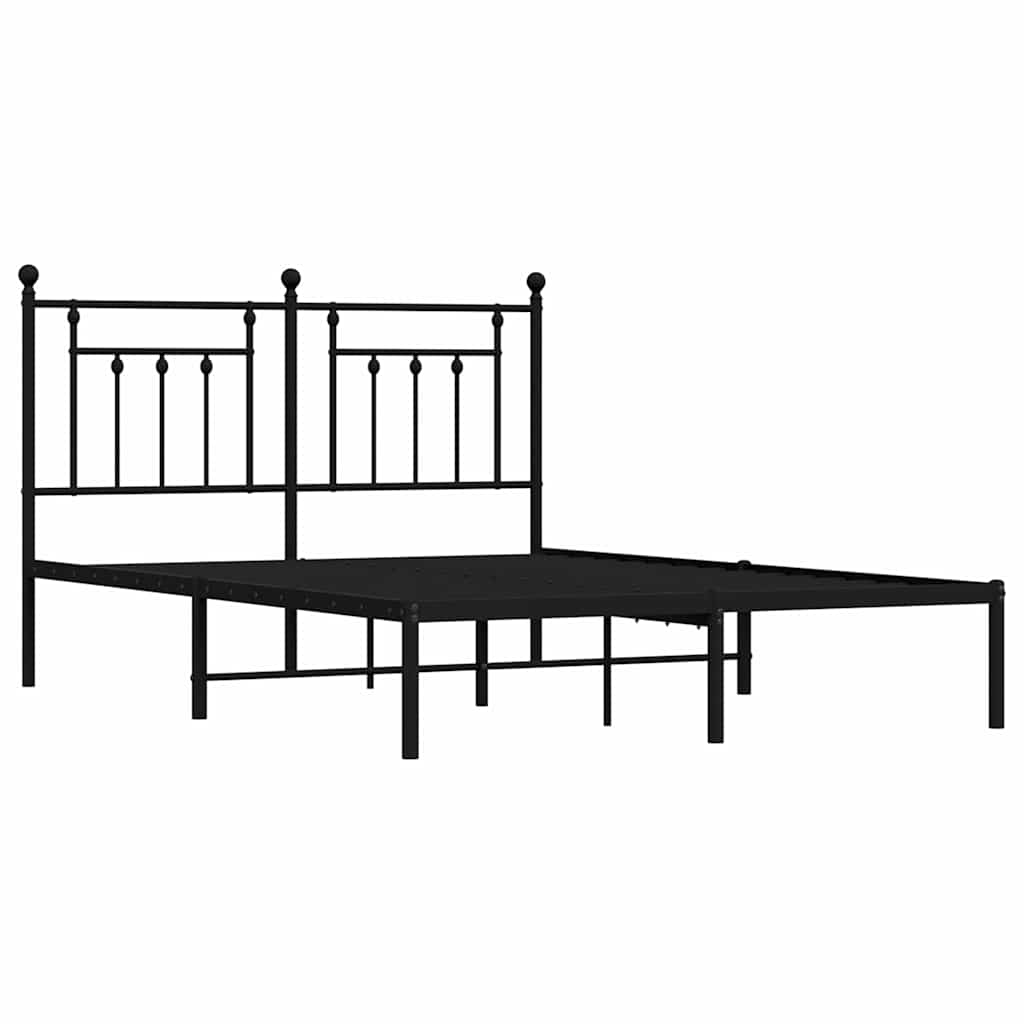 vidaXL Metal Bed Frame without Mattress with Headboard Black 140x190cm 3
