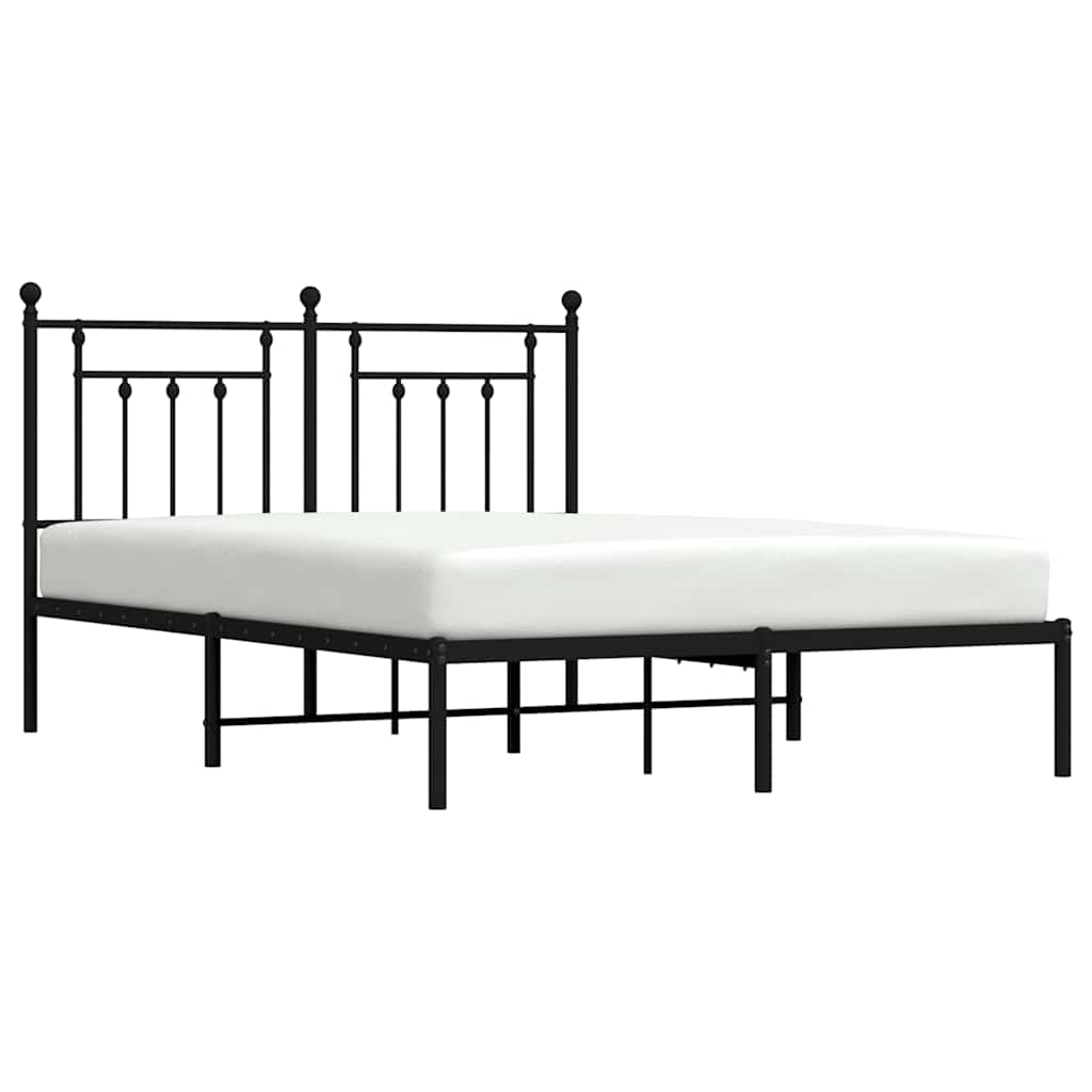vidaXL Metal Bed Frame without Mattress with Headboard Black 140x190cm 5