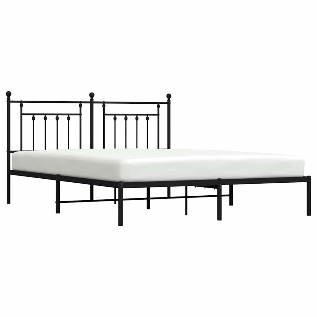 vidaXL Metal Bed Frame without Mattress with Headboard Black 183x213cm 5