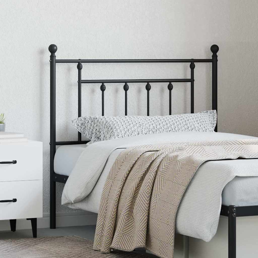 vidaXL Metal Replace Headboard Black 90 cm 3
