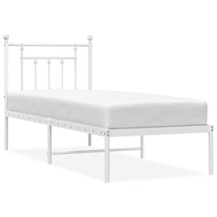 vidaXL Metal Bed Frame without Mattress with Headboard White 75x190cm 2