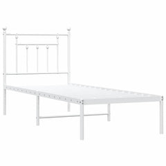 vidaXL Metal Bed Frame without Mattress with Headboard White 75x190cm 3