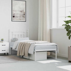 vidaXL Metal Bed Frame without Mattress with Headboard White 75x190cm 4
