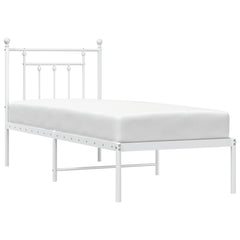 vidaXL Metal Bed Frame without Mattress with Headboard White 75x190cm 5