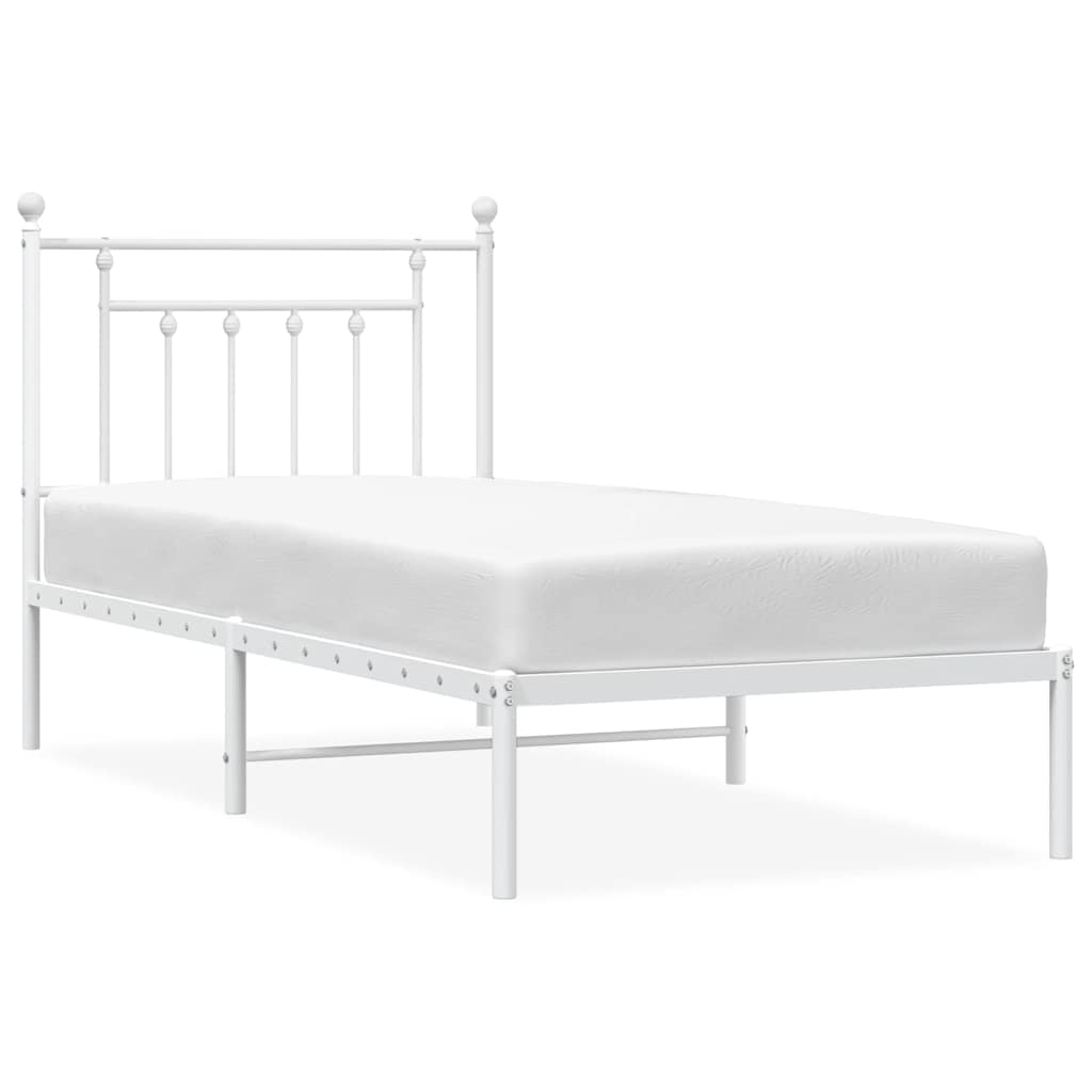 vidaXL Metal Bed Frame without Mattress with Headboard White 90x190cm 2