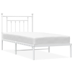 vidaXL Metal Bed Frame without Mattress with Headboard White 90x190cm 2