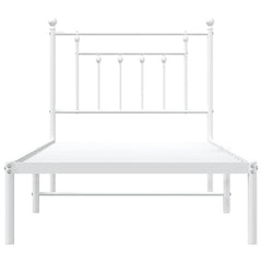 vidaXL Metal Bed Frame without Mattress with Headboard White 90x200cm 6