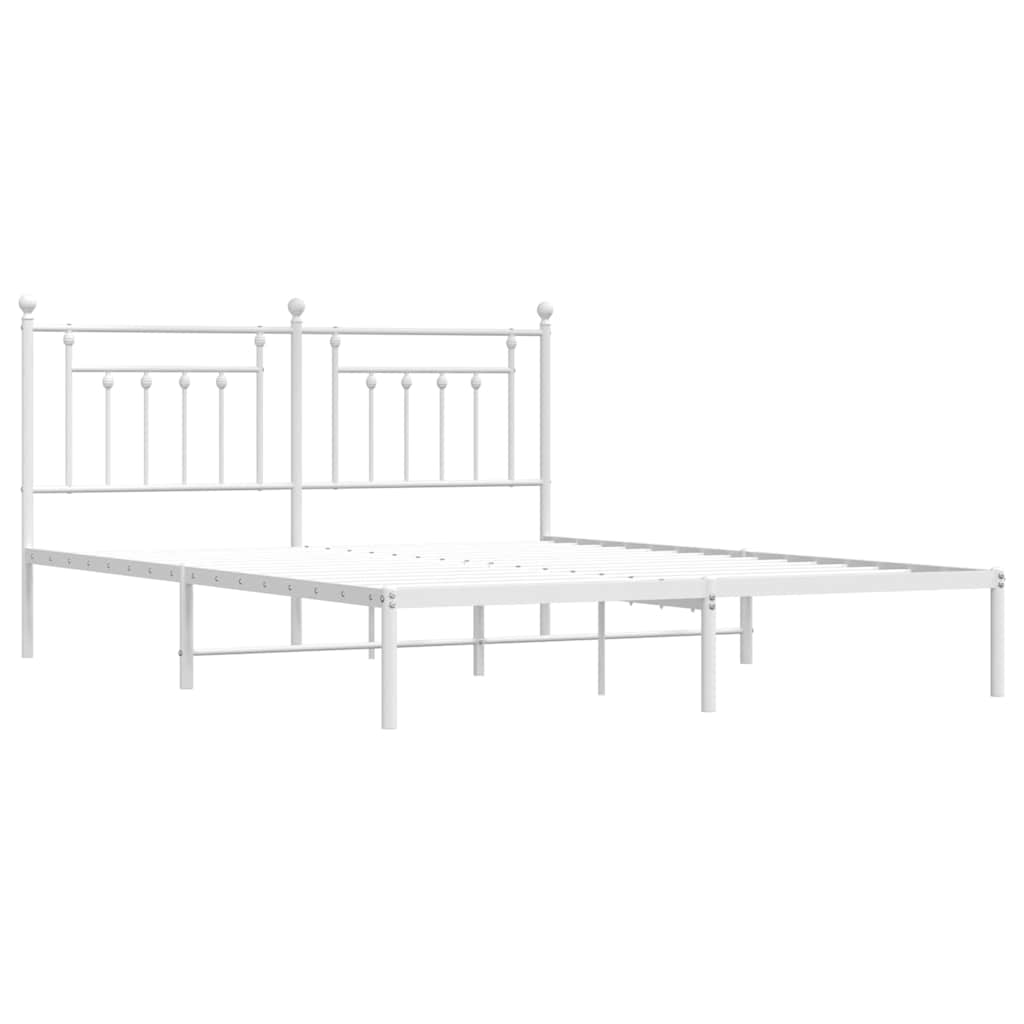 vidaXL Metal Bed Frame without Mattress with Headboard White 183x213cm 3