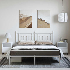 vidaXL Metal Bed Frame without Mattress with Headboard White 183x213cm 4