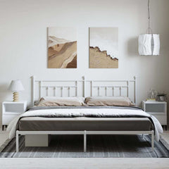 vidaXL Metal Bed Frame without Mattress with Headboard White 193x203cm 4
