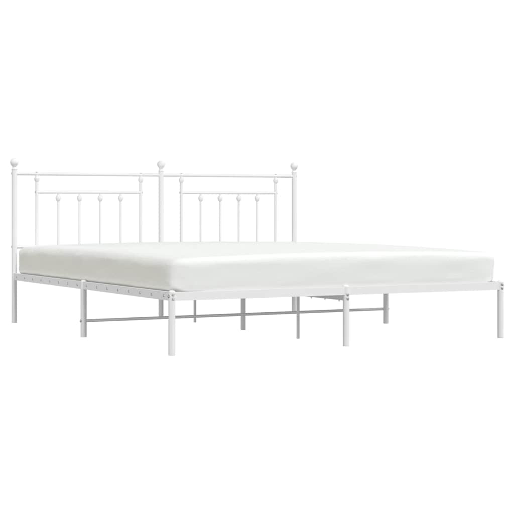 vidaXL Metal Bed Frame without Mattress with Headboard White 193x203cm 5