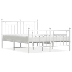 Metal Bed Frame without Mattress with Footboard with Headboard & Footboard White 140 cm 190 cm