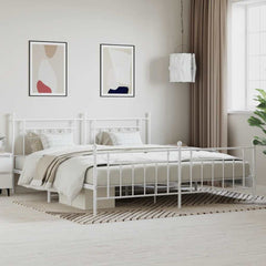 Metal Bed Frame without Mattress with Footboard with Headboard & Footboard White 200 cm 200 cm