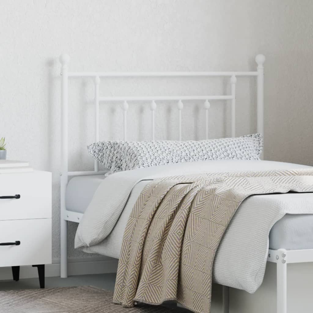 vidaXL Metal Replace Headboard White 90 cm 3