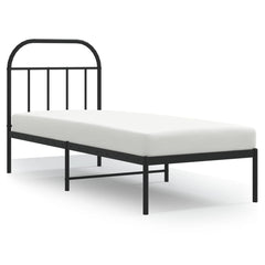 vidaXL Metal Bed Frame without Mattress with Headboard Black 75x190cm 2