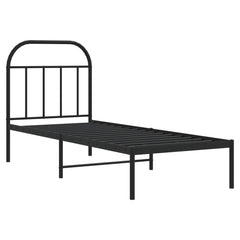 vidaXL Metal Bed Frame without Mattress with Headboard Black 75x190cm 3