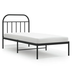 vidaXL Metal Bed Frame without Mattress with Headboard Black 90x190cm 2