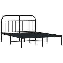 vidaXL Metal Bed Frame without Mattress with Headboard Black 140x190cm 3