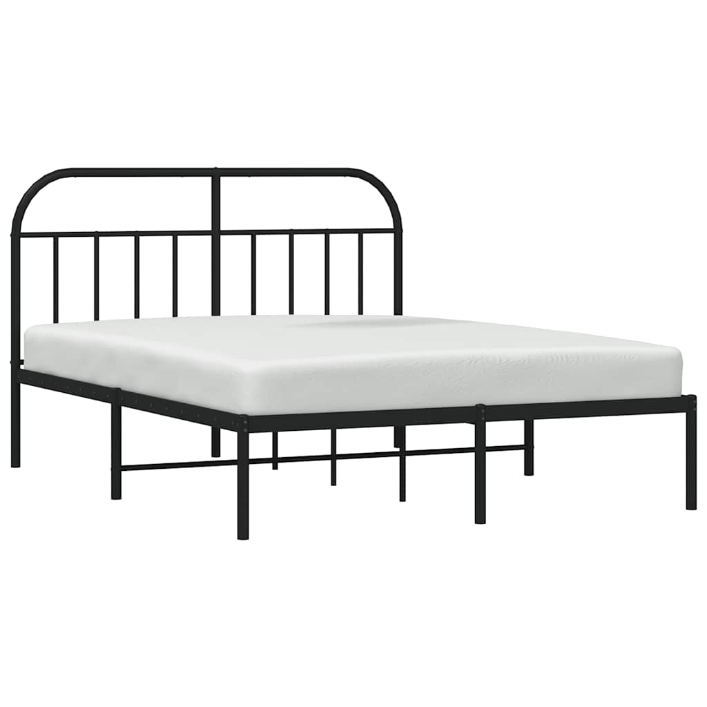 vidaXL Metal Bed Frame without Mattress with Headboard Black 140x190cm 5