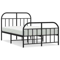 Metal Bed Frame without Mattress with Footboard with Headboard & Footboard Black 120 cm 190 cm