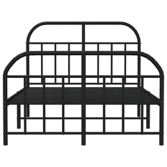 Metal Bed Frame without Mattress with Footboard with Headboard & Footboard Black 120 cm 190 cm